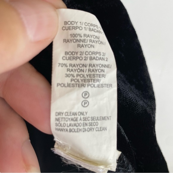 Lucky Brand Medium Blouse Top Short Sleeve Velvet Velour Back Zip Black - Picture 5 of 8